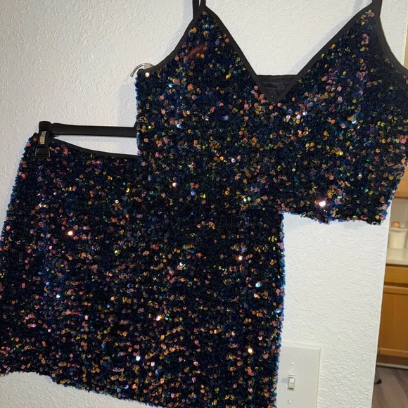 Hot Miami Styles Sequin Mini Skirt Set - Multicolor - Picture 5 of 5